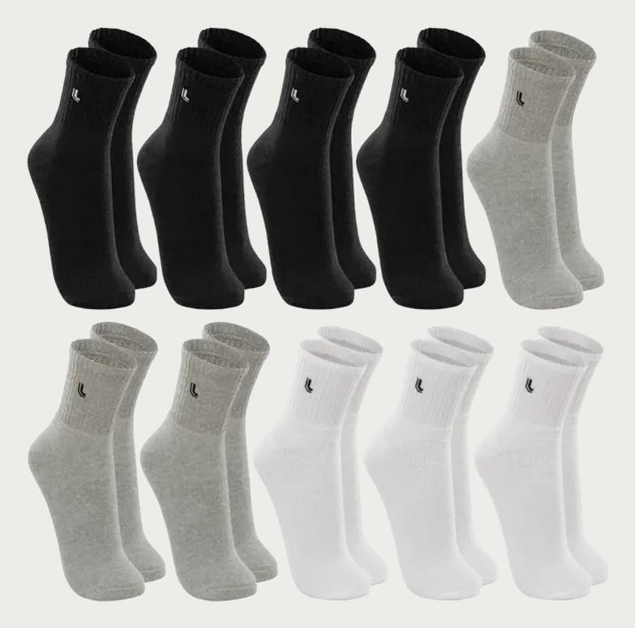 Kit 10 Pares Meia Lupo Original Masculina Cano Médio Algodão