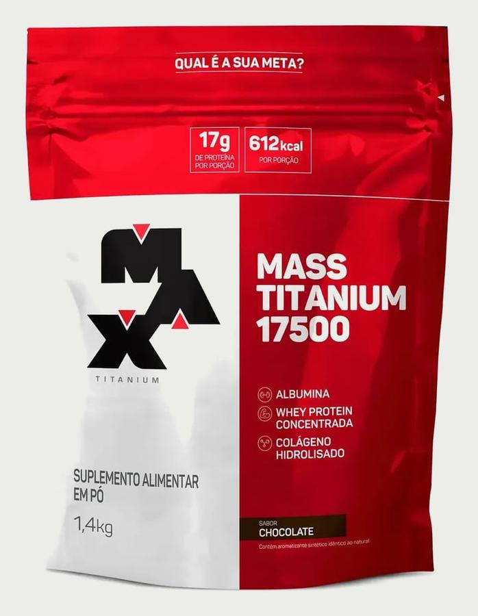 Hipercalórico 1,4kg Mass Titanium Max Titanium Chocolate Energia e Ganho Muscular
