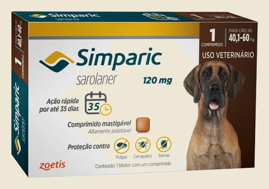 Simparic Antipulgas e Carrapatos Para Cães de 40,1 a 60Kg com 1 Comprimido