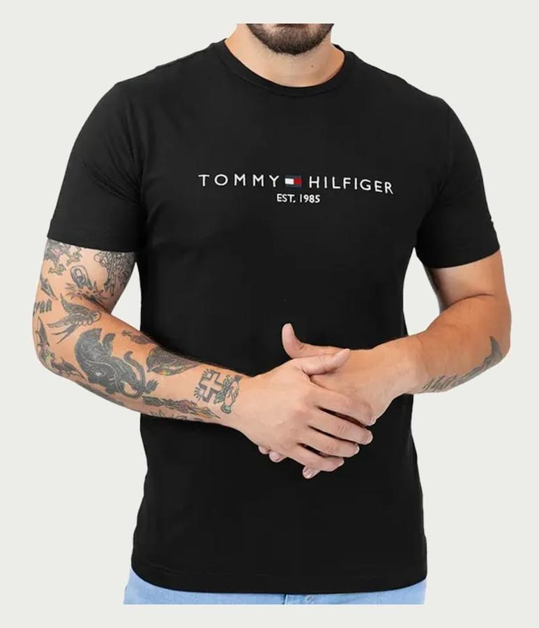 Camiseta Tommy Hilfiger Masculina Logo Tee Preta - Original
