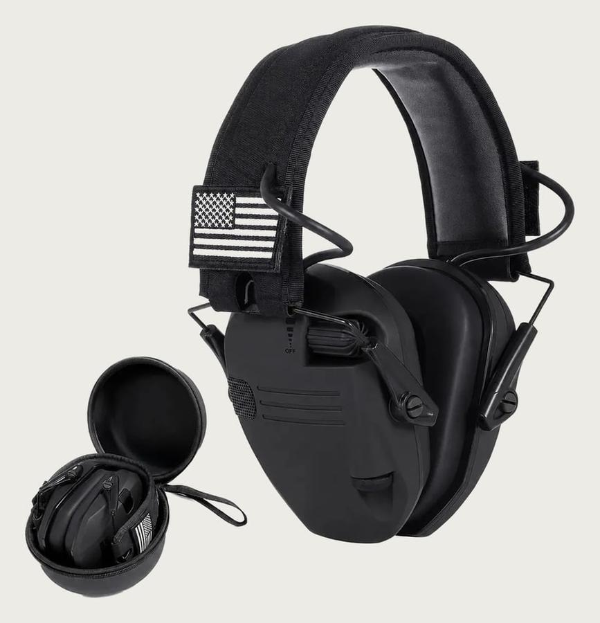 Protetor Auricular Eletrônico Tático Nrr 23db Tiro E Caça Preto