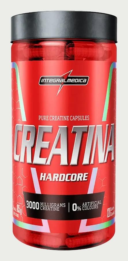 Creatina Hardcore 100% Pura 120 Capsulas Energia e Força - Integralmedica