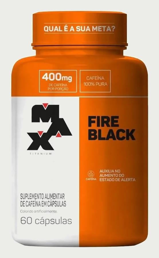 Pote Termogênico Fire Black 60 Cáps Max Titanium Sem Sabor Sem Sabor