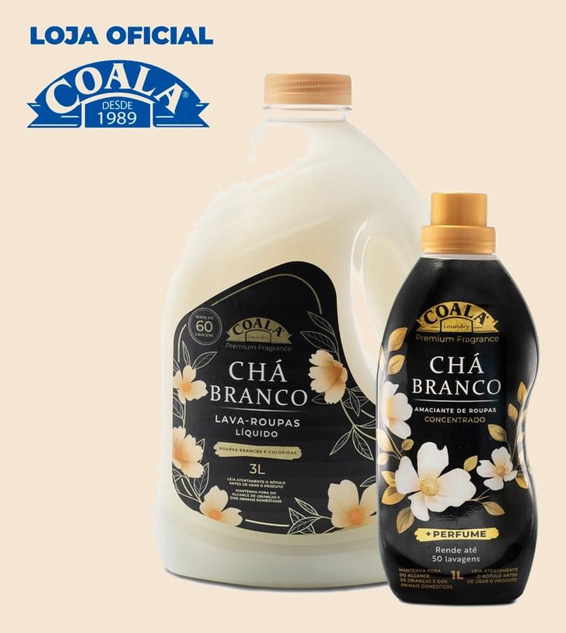 Kit Coala Laundry Chá Branco - 1 lava Roupas 3L +1 Amaciante1L