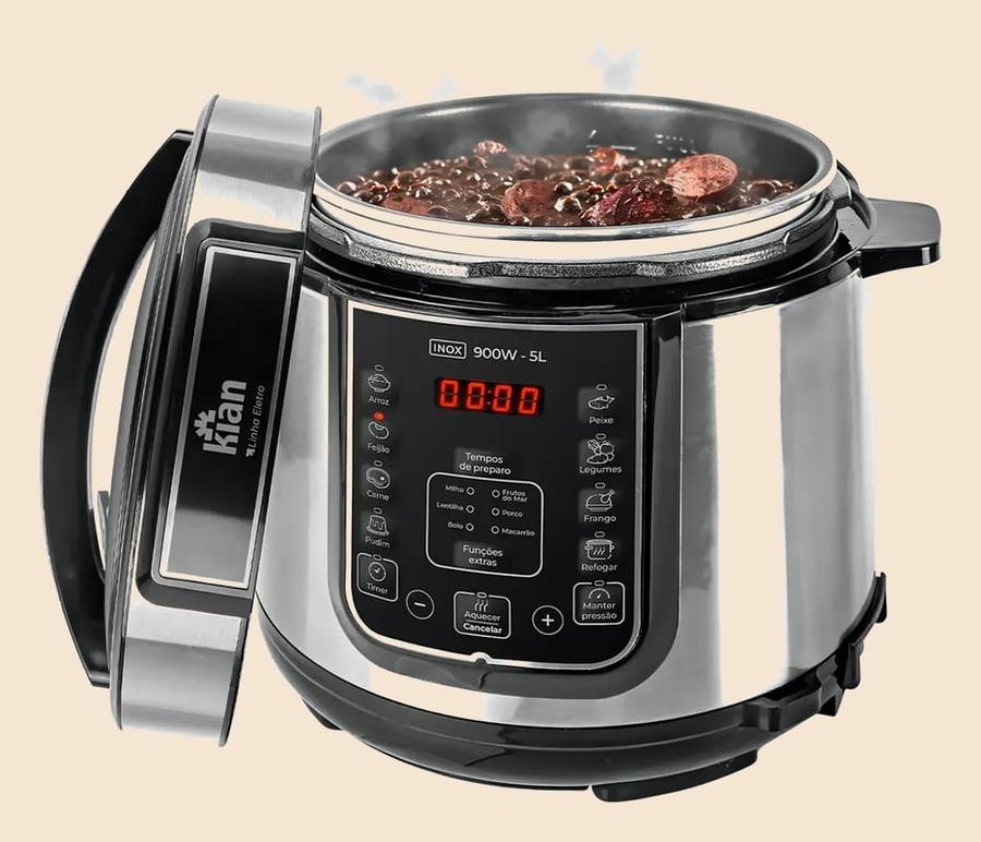 Panela De Pressão Elétrica 5 Litros Kian Inox