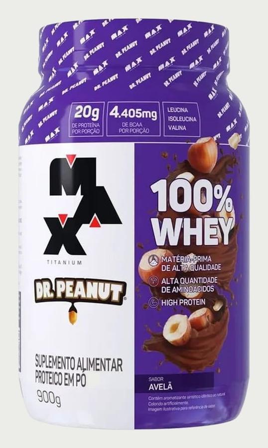 100% Whey Max Titanium x Dr. Peanut (900g), Sabor Avelã