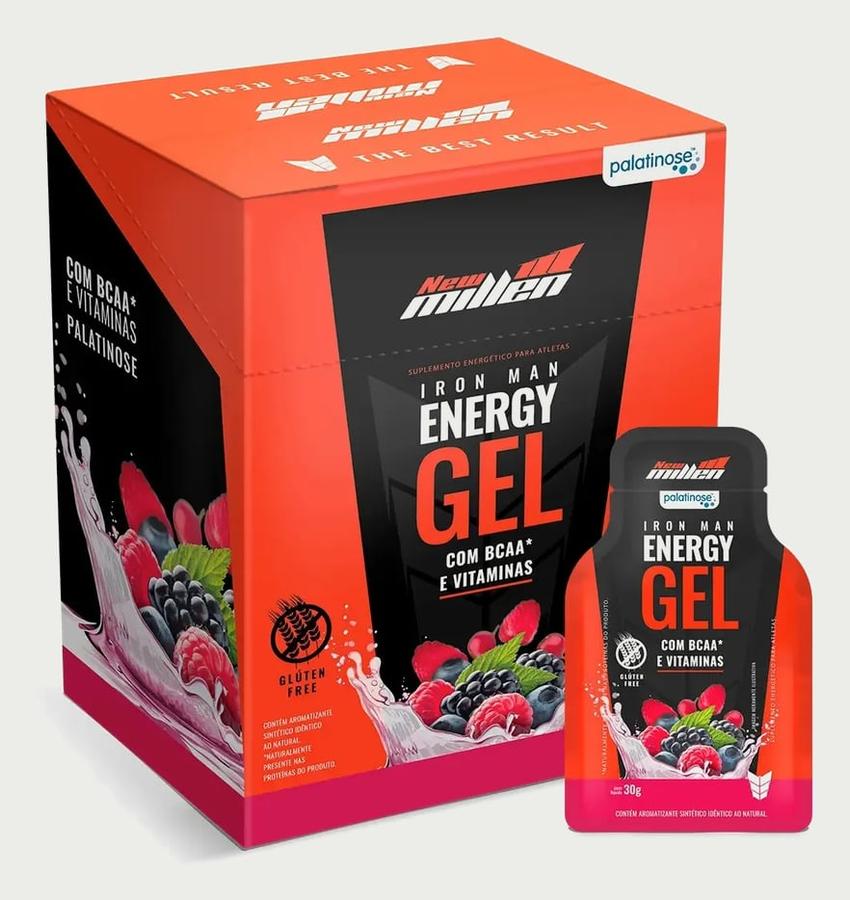 Suplemento Em Gel New Millen Iron Man Sabor Frutas Vermelhas Em Caixa De 300g