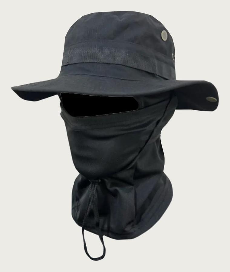 Máscara Camuflada Com Protetor Solar E Chapéu De Balde Cor Preto Tamanho Único