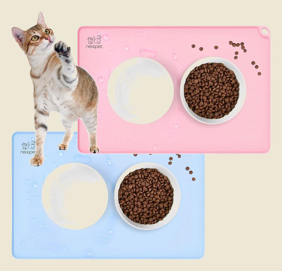 Newpet Tapete Pet Impermeável Para Colocar Tigelas De Alimentos Fácil Limpeza Silicone Aderente Para Cachorros Ou Gatos