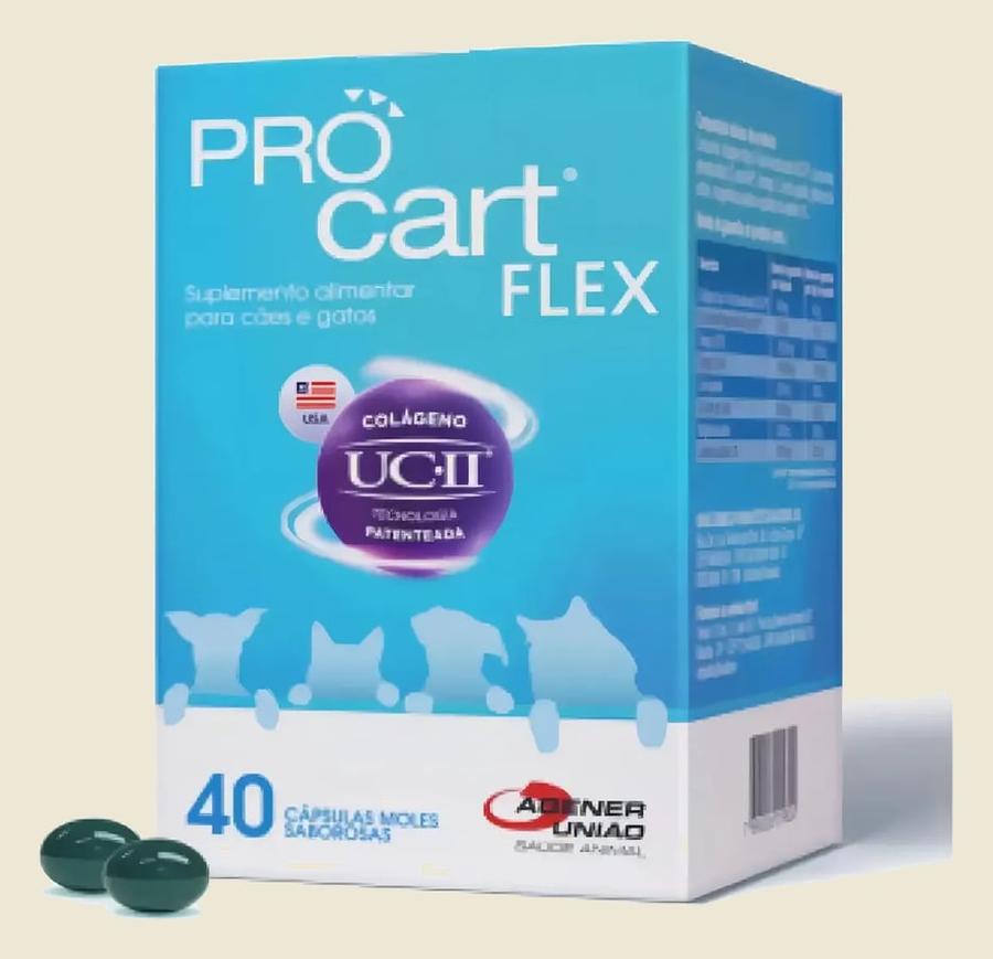 Suplemento Colágeno Cães e Gatos Procart Flex 40 Cápsulas