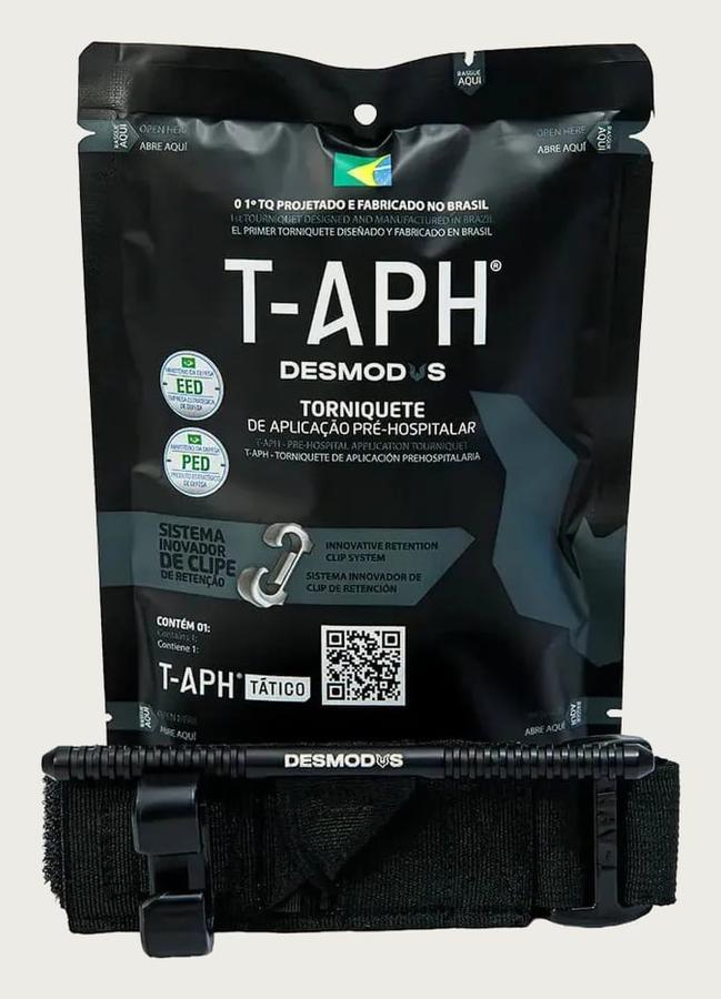 Torniquete Tático Desmodus Preto Catraca T-APH Material Náilon