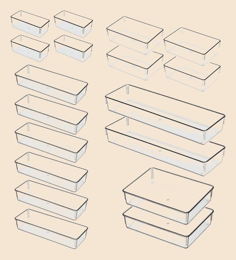 18 Organizadores Modular Multiuso Para Gavetas Mesa Organizadores, Armários, Geladeiras, em Acrílico