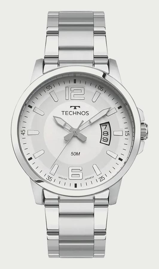 Relógio Technos Racer Prata Masculino Branco Aço 2315LAR1A