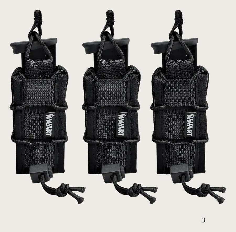 Kit 3 Porta Carregador De Pistola Lanterna Sistema Molle
