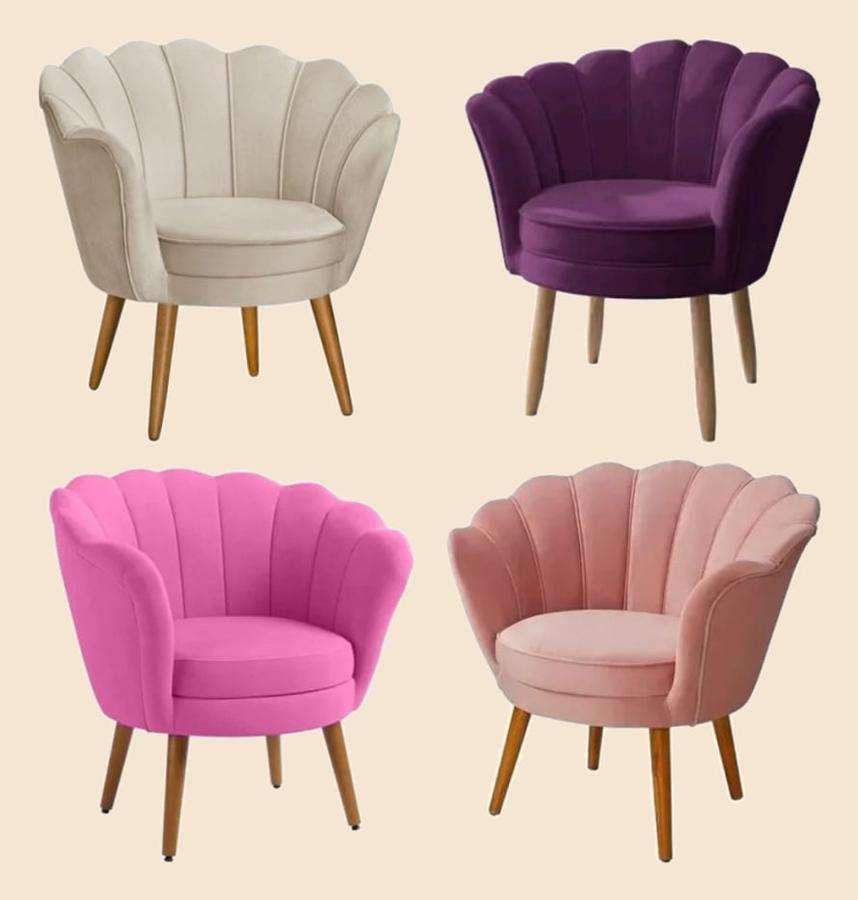 Poltrona Decorativa Flor Direto Da Fábrica / Cadeira Sala Recepção / Design Orgânico Lua Opala Tilla / Várias C