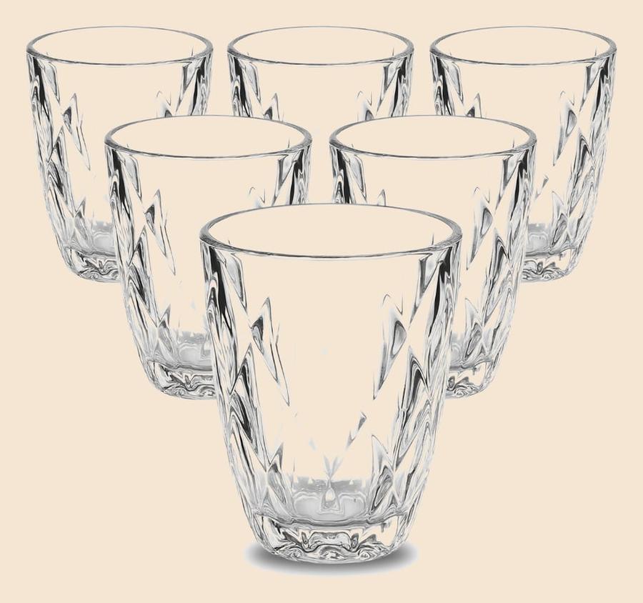 Jogo de Copos 6 Unidades Diamond 3D 300ml Vidro Grosso Luxo