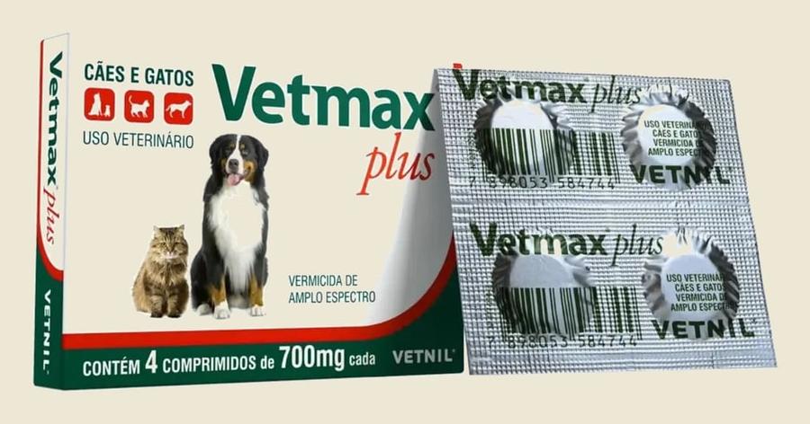 Vetmax Plus Vermifugo 4 Comprimidos 700mg - Vetnil
