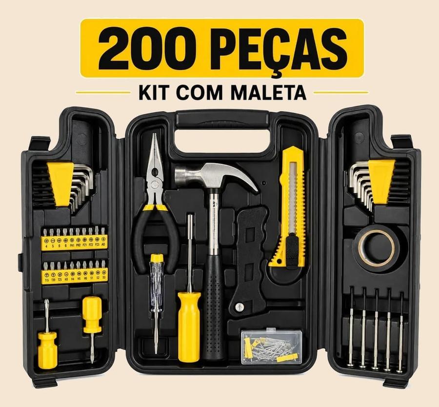 Jogo de Ferramentas 200 Peças com Chaves de Precisão e Allen Kit com Maleta Resistente - Titanium Platina