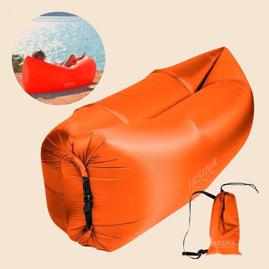 Sofá Inflável Canoa Nylon Laranja Portátil IRSINA para Camping 80kg